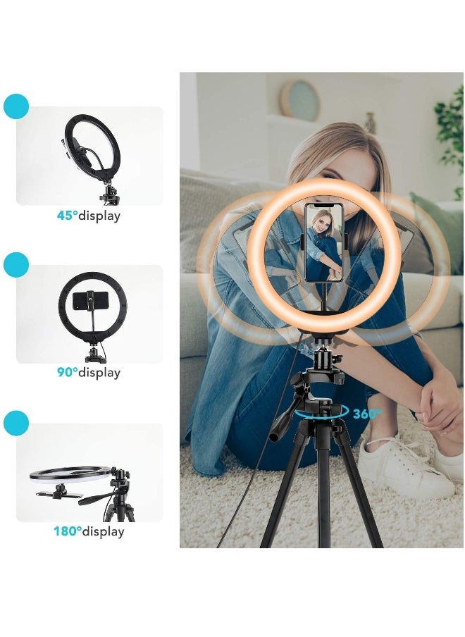 Ring Light with Tripod And Phone Holder for Live Stream Makeup Upgraded Extendable Stand with Ring Light for Vlog Photography