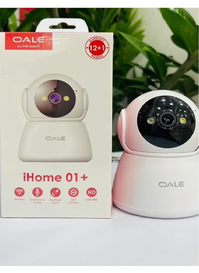 iHome 01 Security Camera with Dual Tracking, Audio Support, Night Vision, Motion Detection, 360° Full View, and Two Way Real Time Voice.