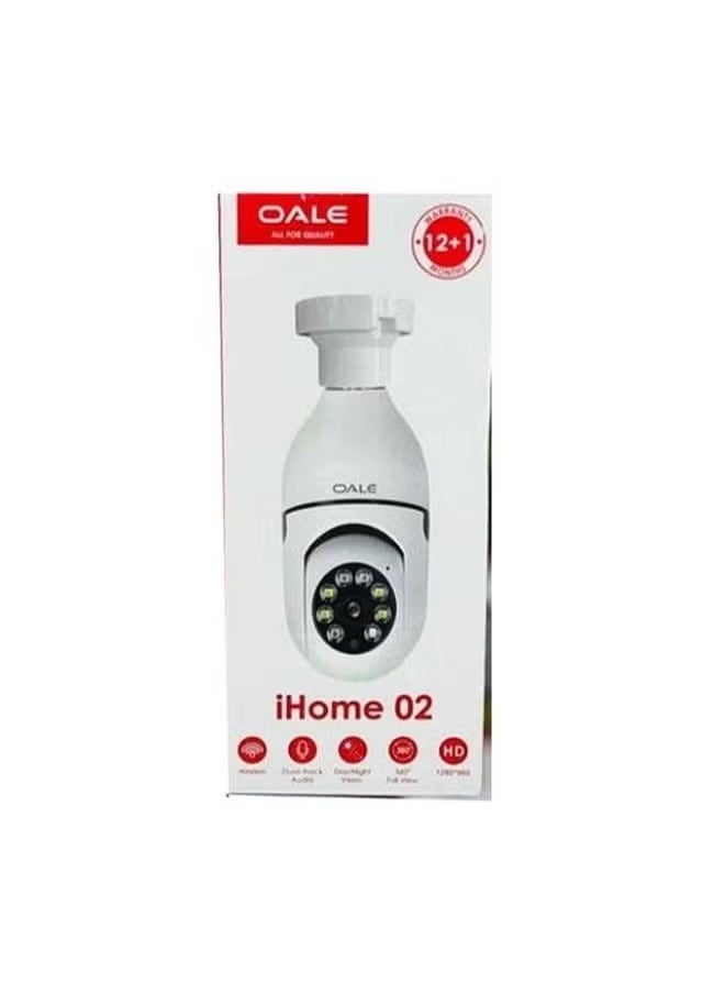 Oale Ihome 02 smart camera Light Bulb Security Camera,HD Home Wifi Security Camera, 360 Degree Pan/Tilt Surveillance Camera, Smart Motion Detection, Indoor/Outdoor Security Camera