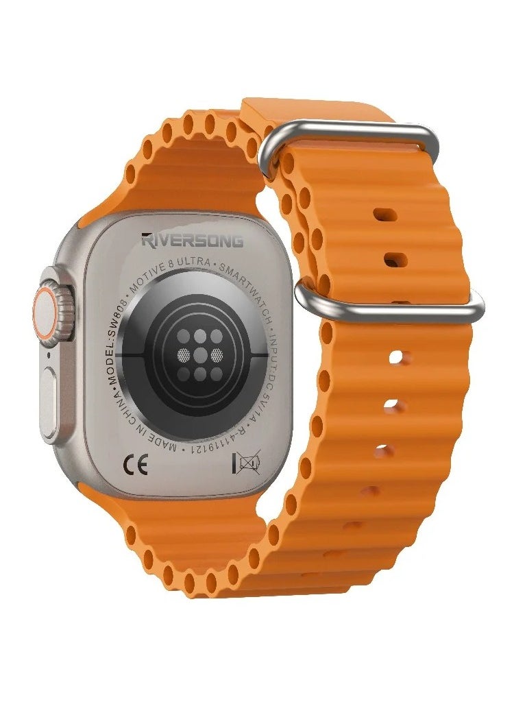 Wireless Charging Bluetooth Smart Watch Motive 5t Titanium & Orange Strap