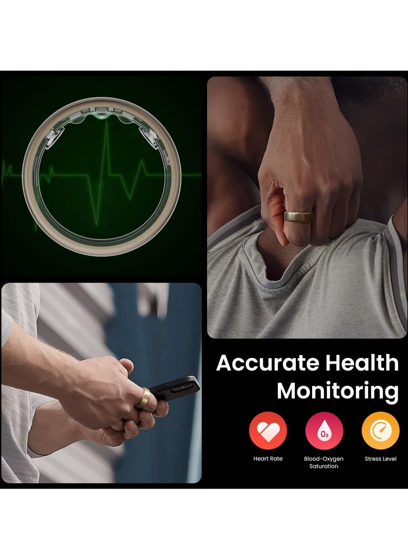 Helio Smart Ring Subscription-Free Sleep Heart Rate & Stress Monitoring 1.4H Fast Charging Water Resistant for Swimming/Showering (Size 12)