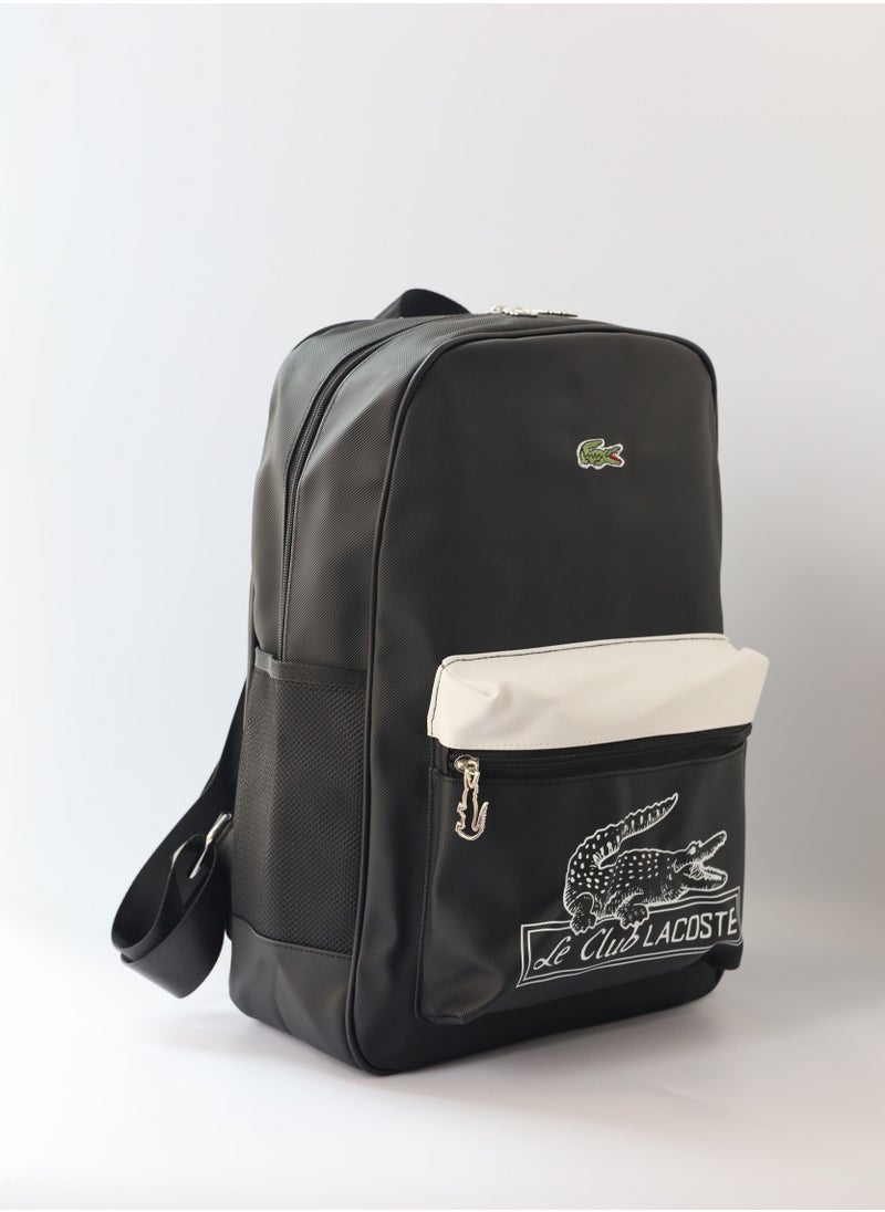 Lacoste Black and white color block backpack