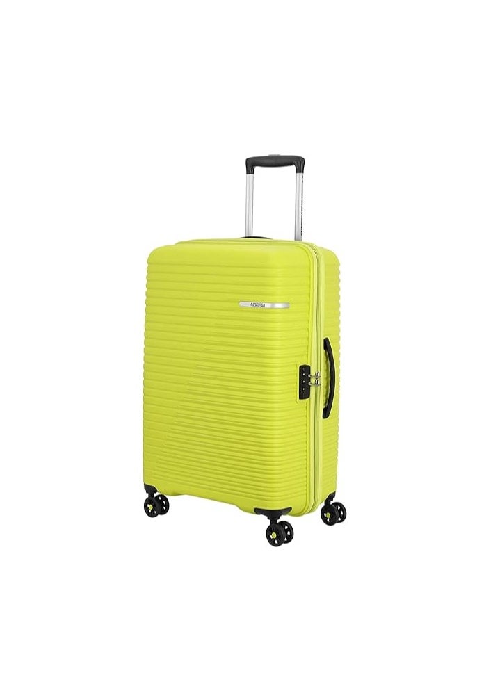 American Tourister Liftoff 67 cms Medium Check-in Polypropylene Hard Sided Double Spinner Wheel Luggage/Trolley Bag/Suitcase (Apple Green)