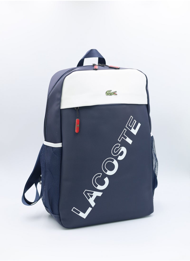 Lacoste Navy and white color block backpack
