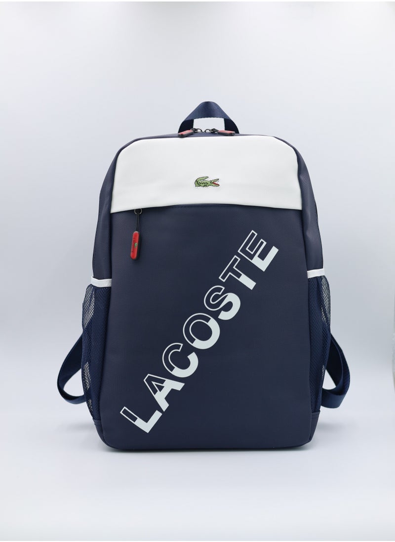 Lacoste Navy and white color block backpack