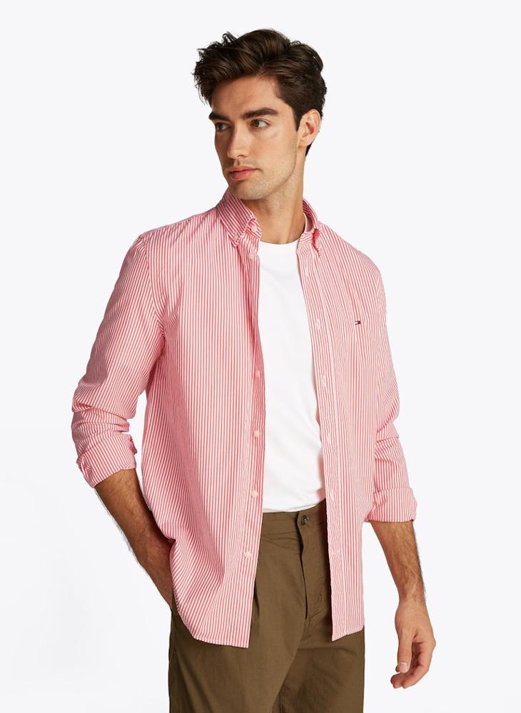 Regular Fit Flex Cotton Classic Poplin Stripe Shirt