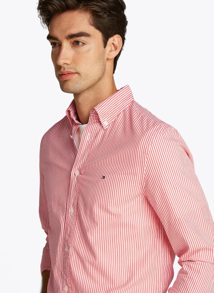 Regular Fit Flex Cotton Classic Poplin Stripe Shirt
