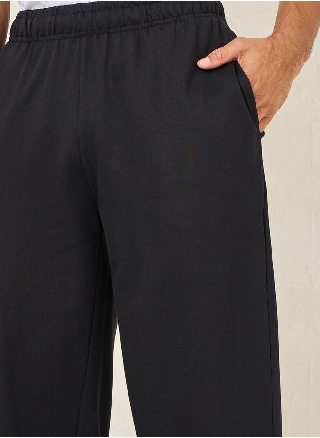 Relaxed Fit Cotton Terry Joggers with Bottom Hem Print