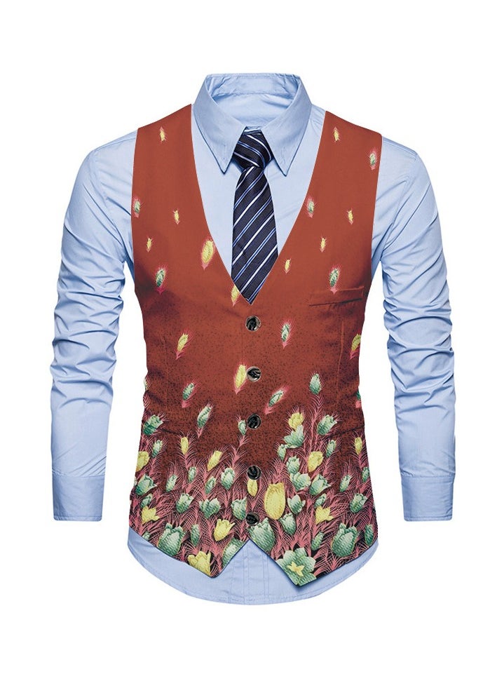 New Fashionable Personalized Printed Men's Suit Vest