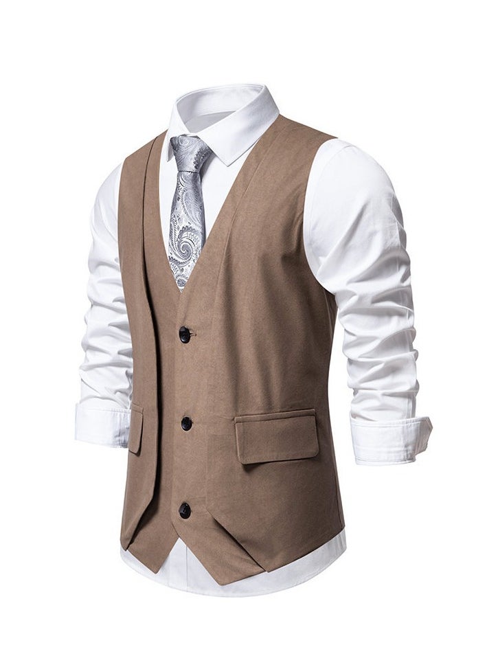 New Retro V-Neck Fake Two Piece Vest