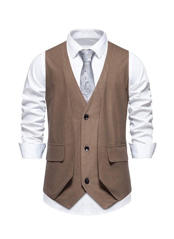 New Retro V-Neck Fake Two Piece Vest