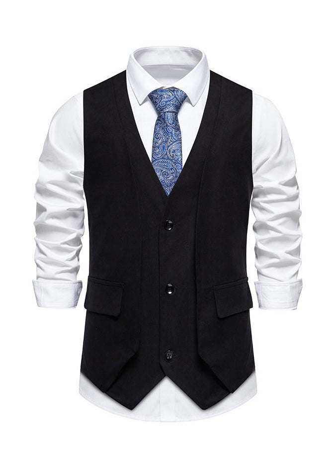 New Retro V-Neck Fake Two Piece Vest