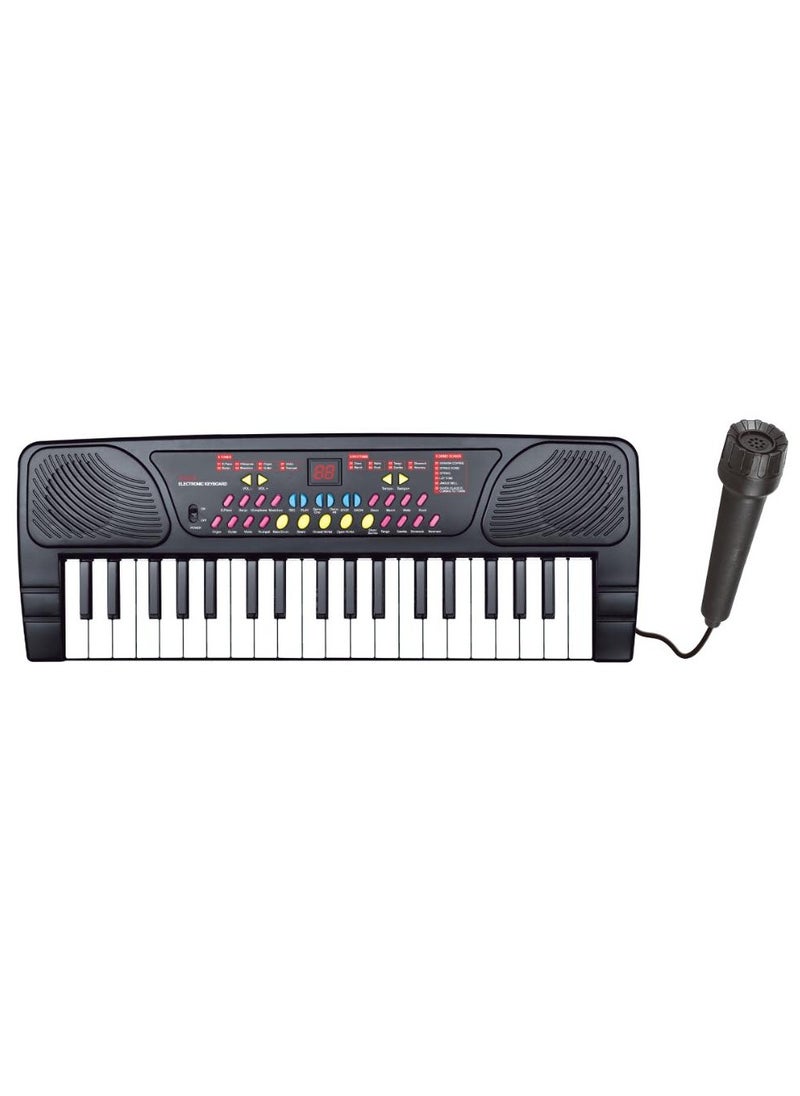 Power Joy Music Keyboard 37-Keys With Microphone and Recording, Battery Operated | Piano | Multifunctional Keyaboard | Electronic Keyboard | Develops Music Skills | Gift for Kids and Beginners