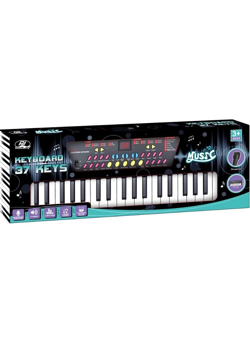 Power Joy Music Keyboard 37-Keys With Microphone and Recording, Battery Operated | Piano | Multifunctional Keyaboard | Electronic Keyboard | Develops Music Skills | Gift for Kids and Beginners