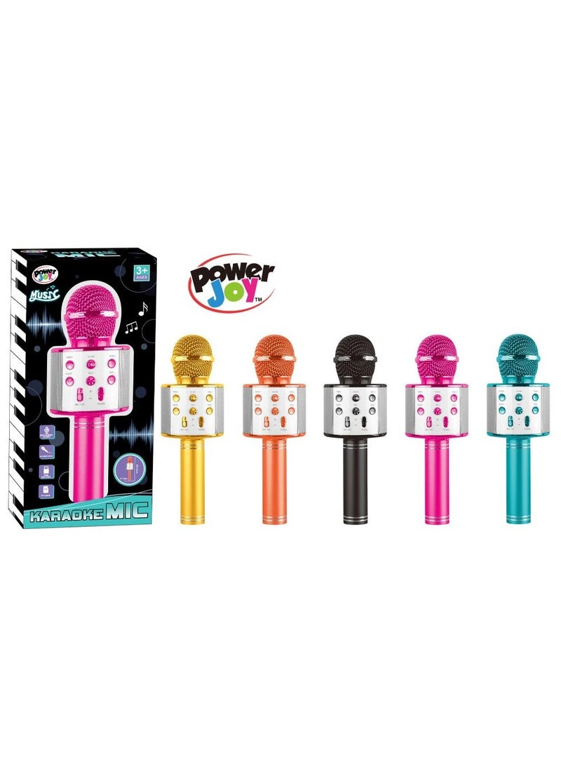 Power Joy Karaoke Microphone With Bluetooth, Recording, Battery Operated, Assorted 1 Piece (Style & Color May Vary) | Unleash your inner rockstar! | Portable Microphone | Compatible to Karaoke Machine, Smartphone, Tablet and etc! | Wireless Bluetooth Speaker | Gift for Adults and Music Lover