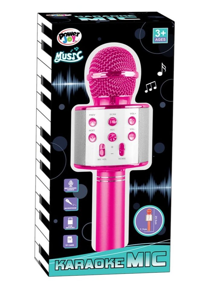 Power Joy Karaoke Microphone With Bluetooth, Recording, Battery Operated, Assorted 1 Piece (Style & Color May Vary) | Unleash your inner rockstar! | Portable Microphone | Compatible to Karaoke Machine, Smartphone, Tablet and etc! | Wireless Bluetooth Speaker | Gift for Adults and Music Lover
