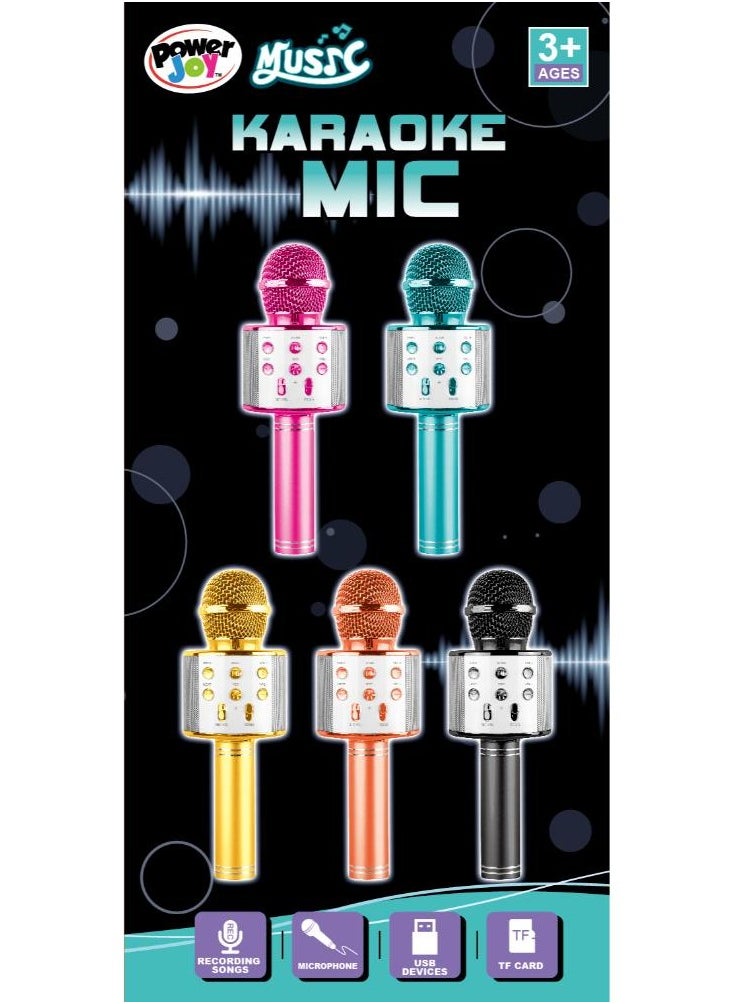 Power Joy Karaoke Microphone With Bluetooth, Recording, Battery Operated, Assorted 1 Piece (Style & Color May Vary) | Unleash your inner rockstar! | Portable Microphone | Compatible to Karaoke Machine, Smartphone, Tablet and etc! | Wireless Bluetooth Speaker | Gift for Adults and Music Lover