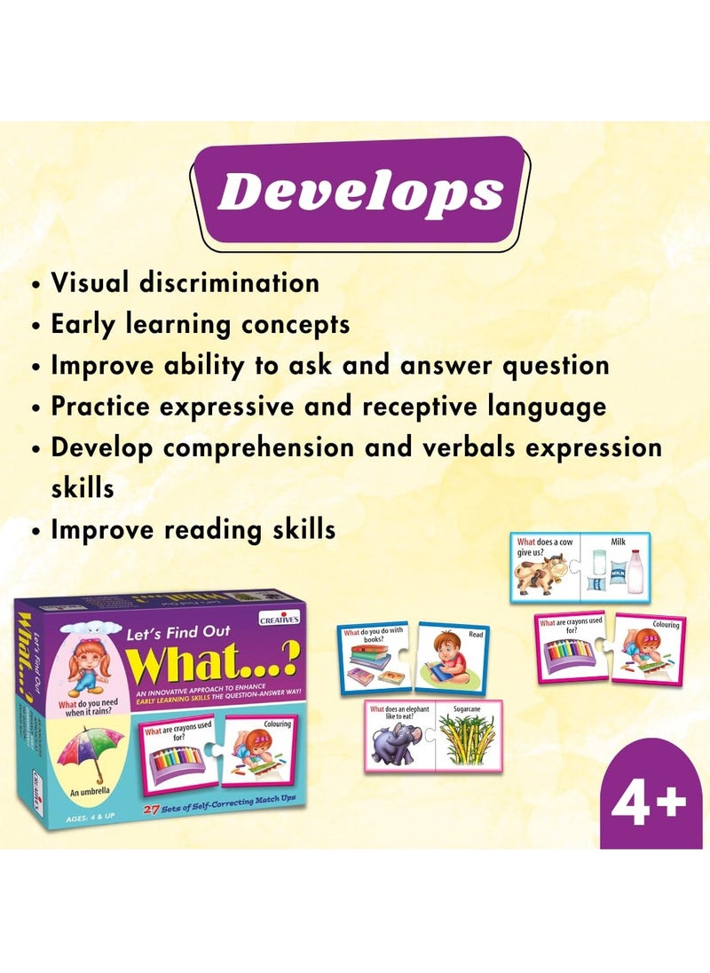 Creative's WH Series | Let's Find Out- What? | Question - Answer Puzzles Game |Learning Games for Kids | Self-Correcting Match Ups Game | Picture Puzzle Game | Preschool Learning Games | Ages 4 & Up