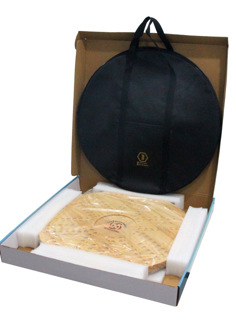 Solid Pine Wood Jacaroo Double Sided Board Game for 4 And 6 Players, Two sides jakaroo with Glass Marbles, Playing Cards and Carry Bag 4 Players