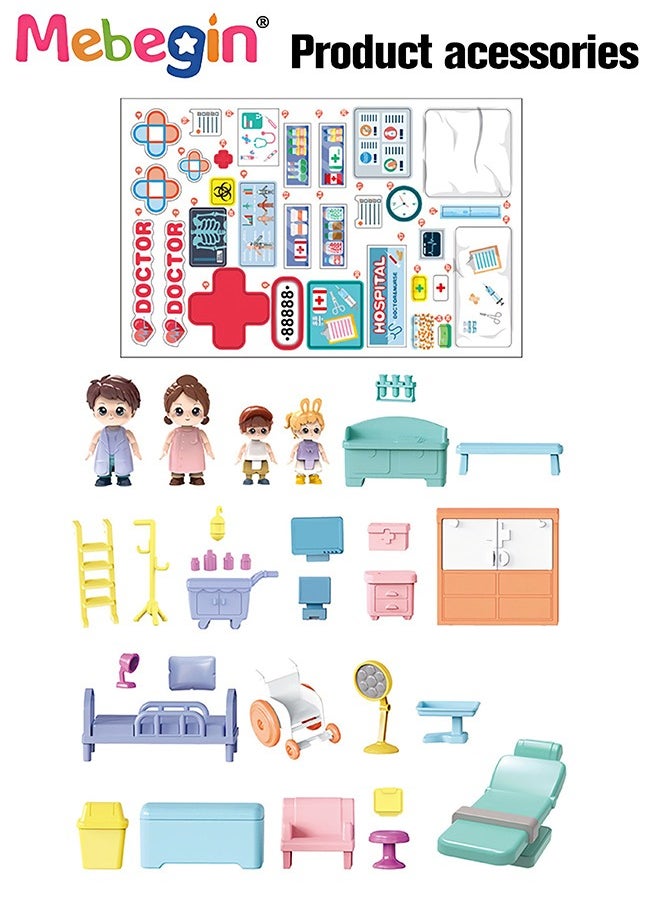 Mini Medical Aircraft, Airplane Deforming Hospital Playset with Music and Light, Pretend First-aid Station with Dolls and Other Accessories, Fun Role Playing Game, Ideal Gift for Kids Aged 3+