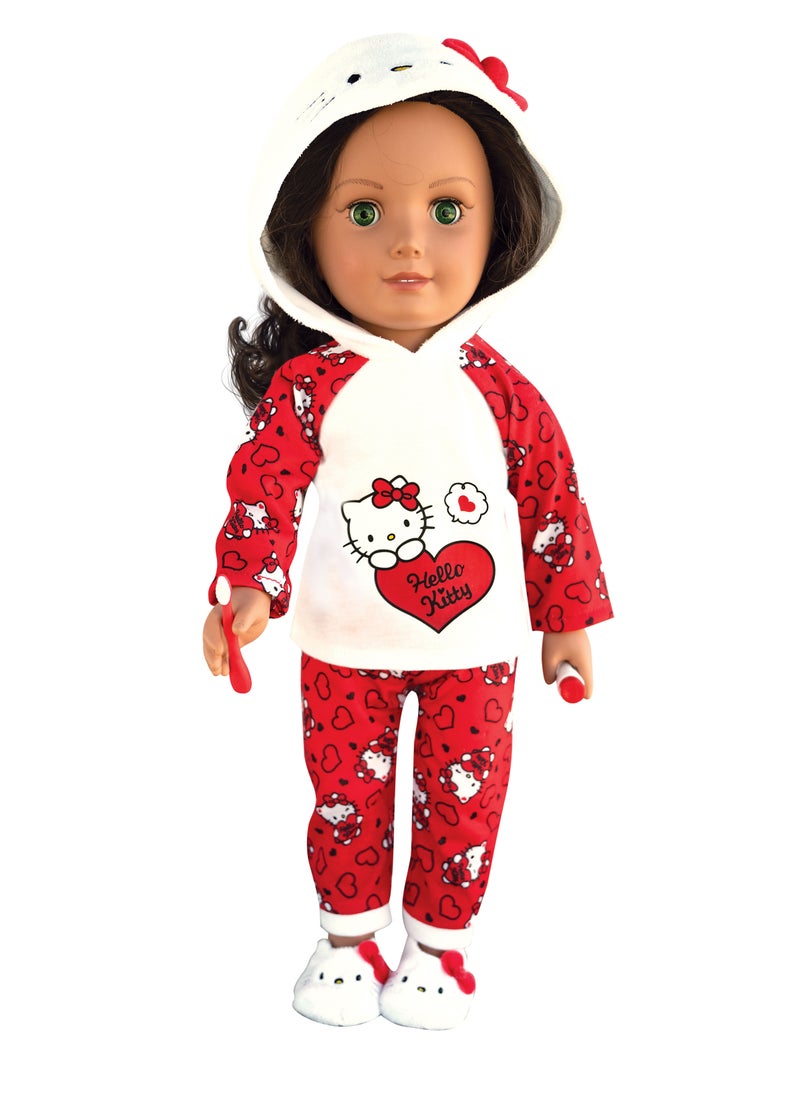 Hayati Girl Hello Kitty Pajama Set | Pretend Play | Fashion Dress for 18-Inches Doll | Dress Up | Gift for Kids and Teens | Doll not Included
