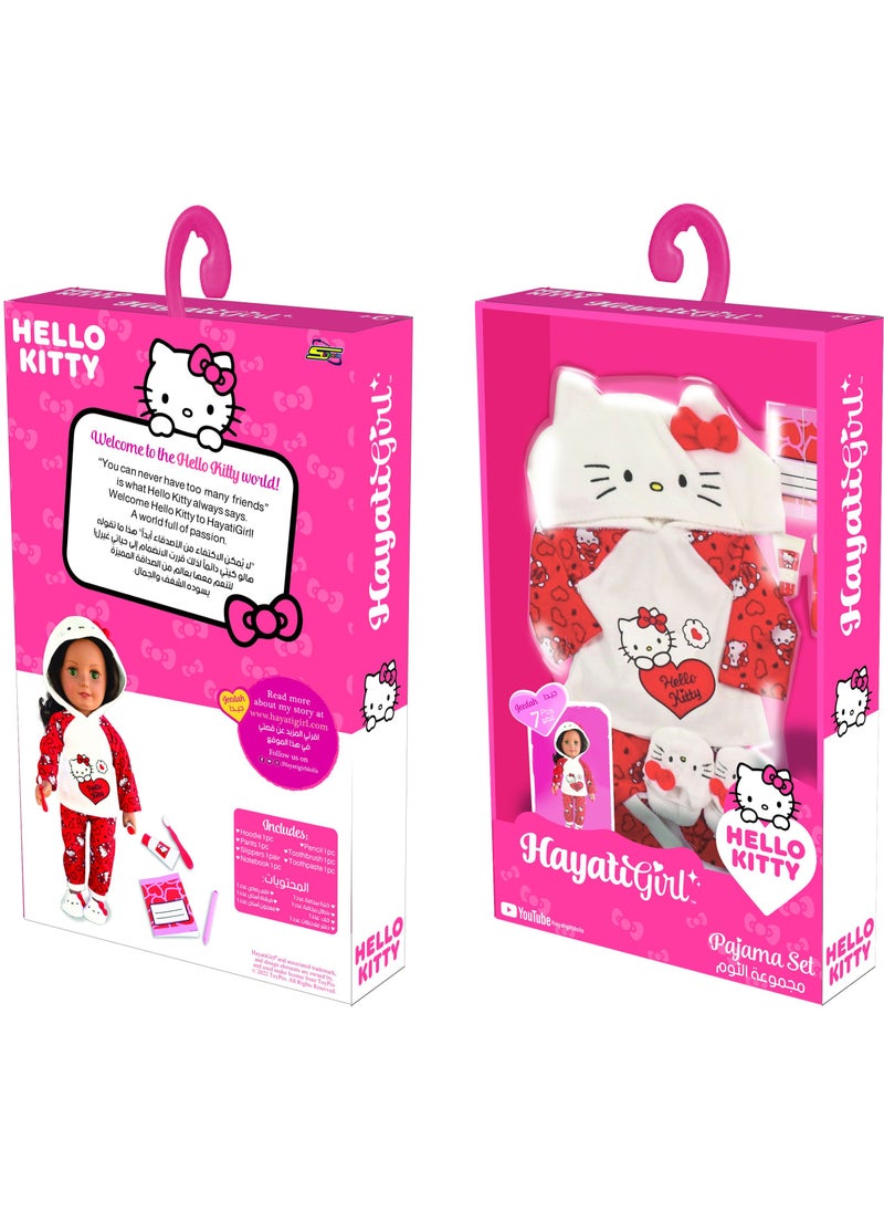 Hayati Girl Hello Kitty Pajama Set | Pretend Play | Fashion Dress for 18-Inches Doll | Dress Up | Gift for Kids and Teens | Doll not Included