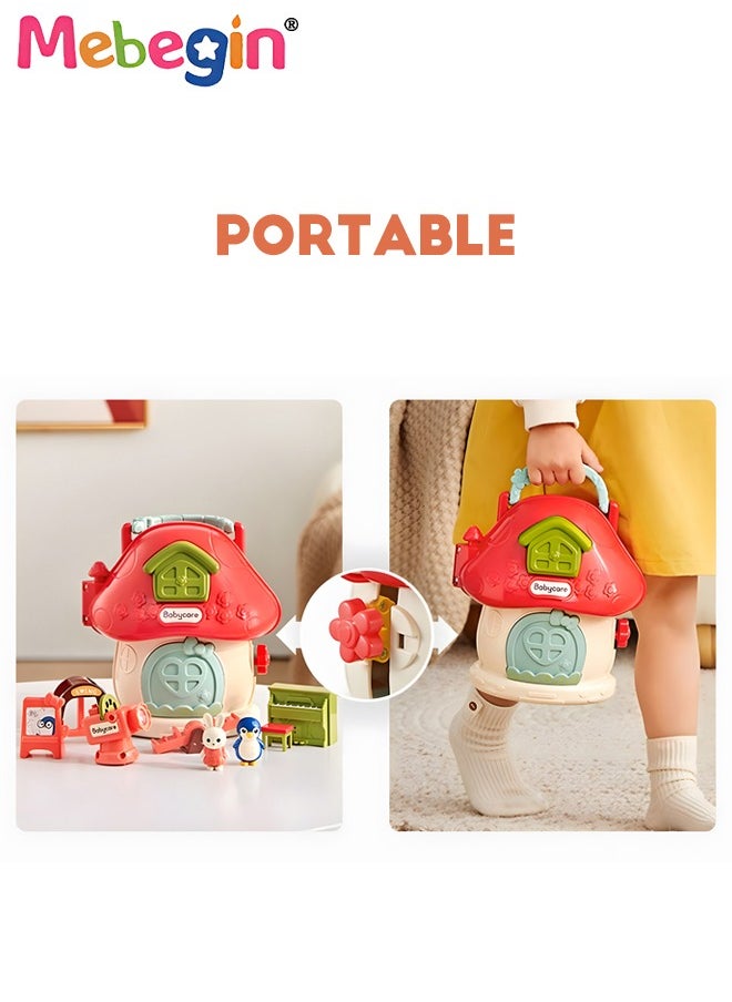 Kids Dollhouse Playset Toys, Girls Pretend Kindergarten Mushroom Play House Set Birthday Gifts for Toddlers Preschoolers