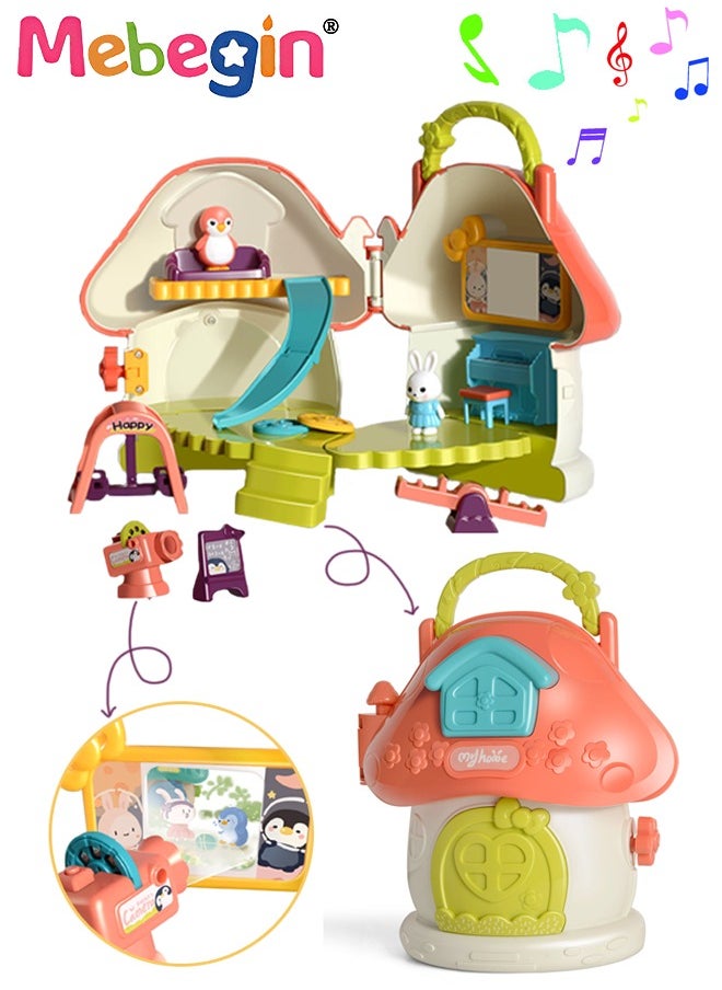 Kids Dollhouse Playset Toys, Girls Pretend Kindergarten Mushroom Play House Set Birthday Gifts for Toddlers Preschoolers