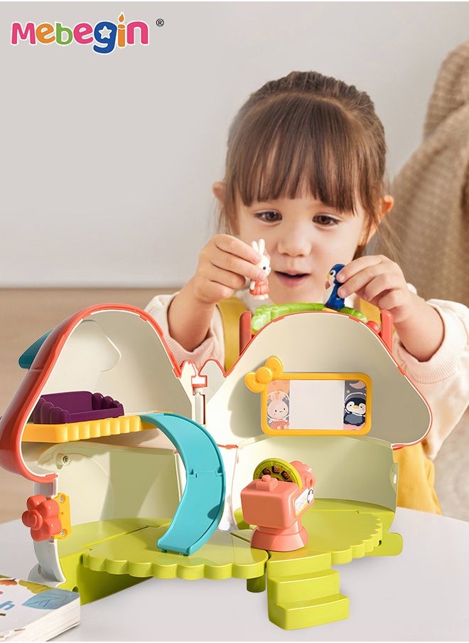 Kids Dollhouse Playset Toys, Girls Pretend Kindergarten Mushroom Play House Set Birthday Gifts for Toddlers Preschoolers