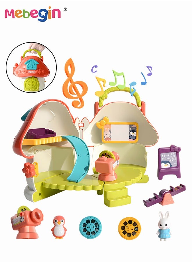 Kids Dollhouse Playset Toys, Girls Pretend Kindergarten Mushroom Play House Set Birthday Gifts for Toddlers Preschoolers