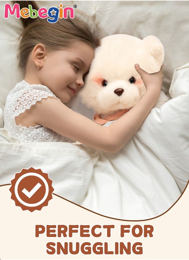 25cm Soft Animal Plush Toy, Resilient Plush Bear, Fuzzy Sitting Plush Bear with Pink Scarf, Good Companion for Kids to Sleep, Ideal Gift for Kids and Adults