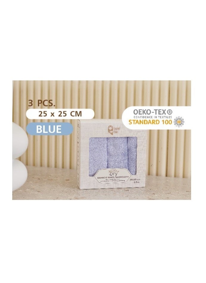 Snow Owl Gentle Dry Bamboo Washcloth 25x25cm - Blue