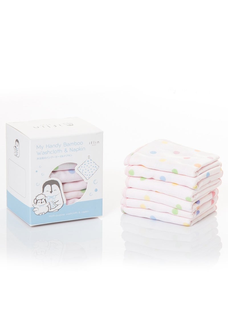 My Handy Bamboo Washcloth & Napkin 10″x12″ (6 Pcs.) Playful Pink