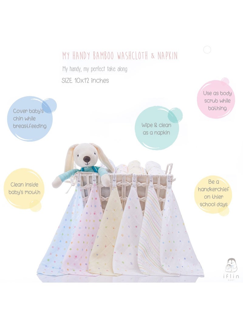 My Handy Bamboo Washcloth & Napkin 10″x12″ (6 Pcs.) Playful Pink