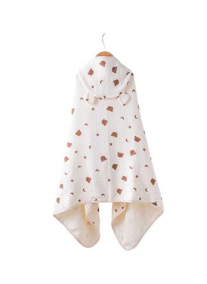 Cotton baby children's hooded bath towel, fast-absorbing, soft skin-friendly baby quilt, 70*100cm, bear and star and moon