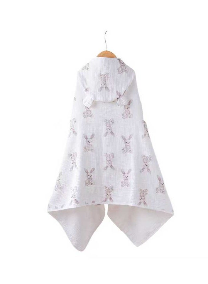Cotton baby children's hooded bath towel, fast-absorbing, soft skin-friendly baby quilt, 70 * 100cm, small rabbit