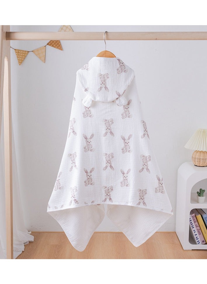 Cotton baby children's hooded bath towel, fast-absorbing, soft skin-friendly baby quilt, 70 * 100cm, small rabbit