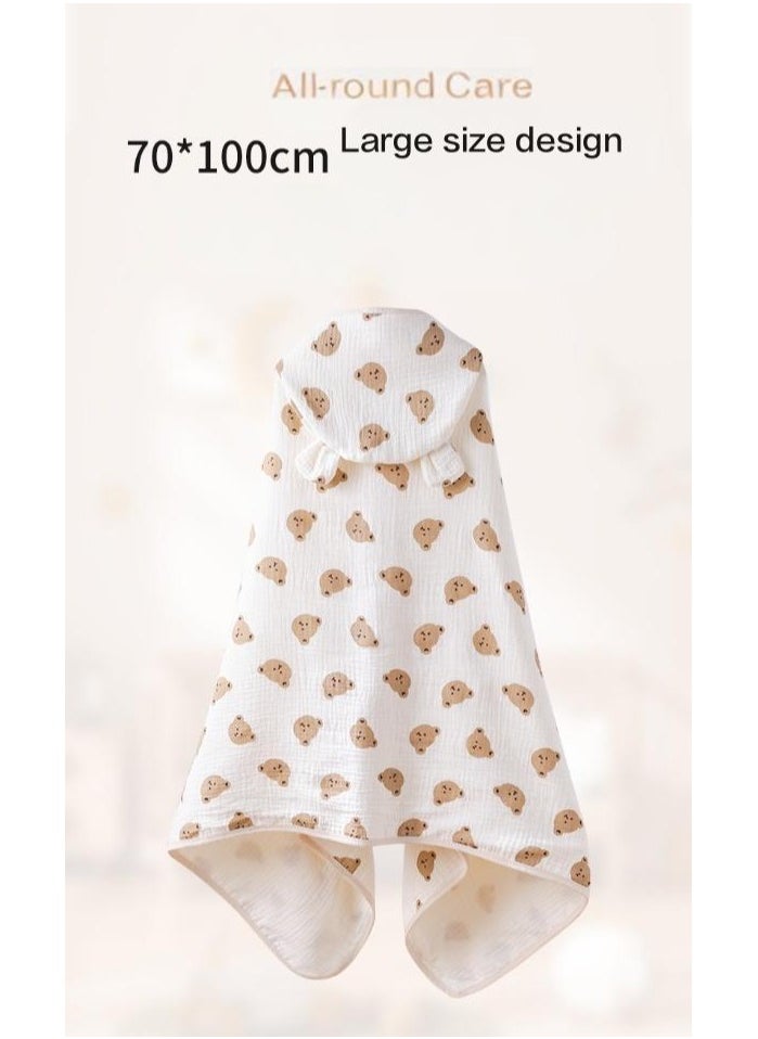 Cotton baby children's hooded bath towel, fast-absorbing, soft skin-friendly baby quilt, 70 * 100cm, small rabbit