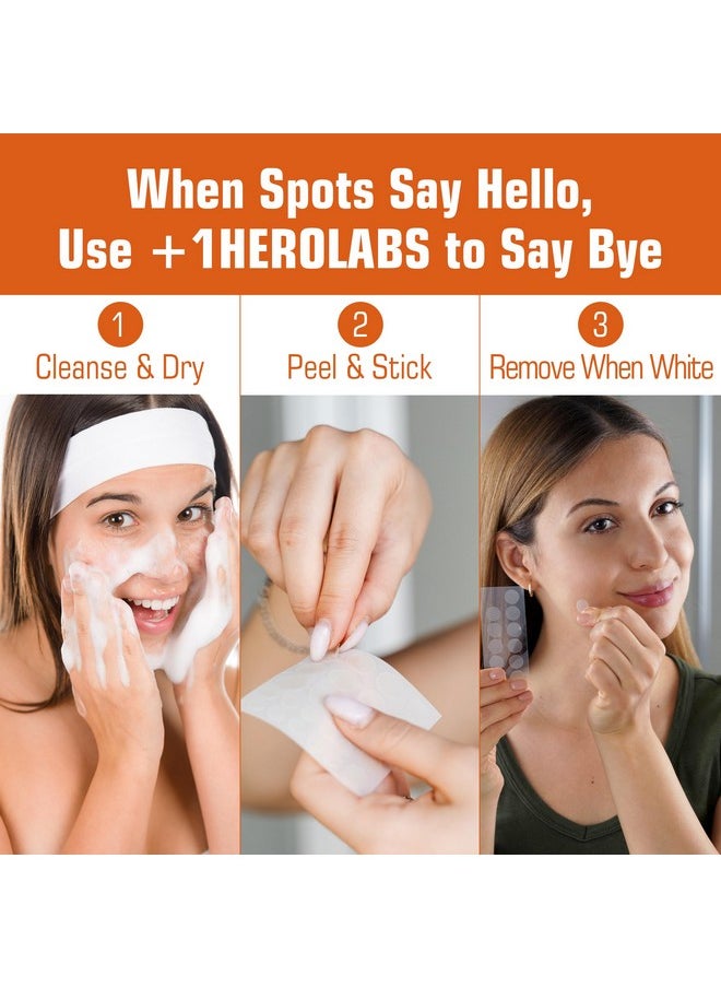 +1HEROLABS Pimple Patches for Face, Hydrocolloid Acne Patches for Covering Zits, Blemishes, Spot Stickers with Tea Tree Oil, Vegan & Cruelty Free (72 Count (Pack of 1))