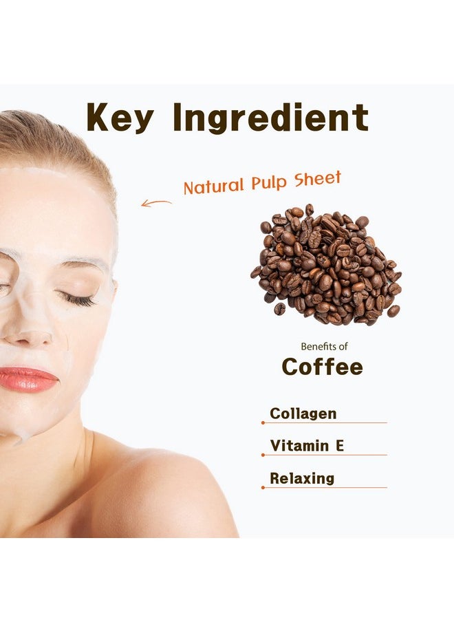 Purederm Coffee Essence Collagen Mask (12 Pack) - Coffee Extracts and Soothing Ingredients to Care for Your Tired Skin in a Comfortable…