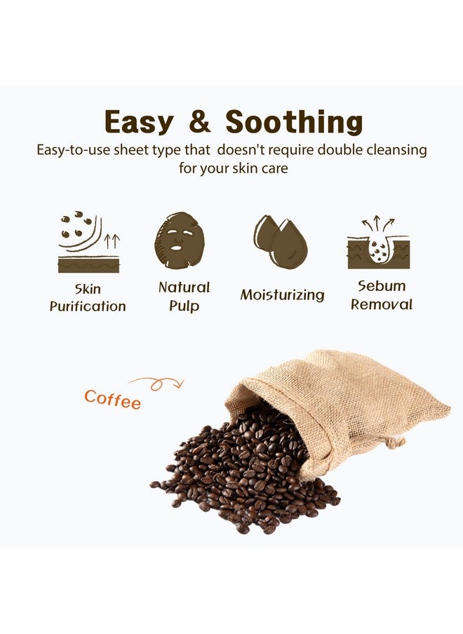Purederm Coffee Essence Collagen Mask (12 Pack) - Coffee Extracts and Soothing Ingredients to Care for Your Tired Skin in a Comfortable…