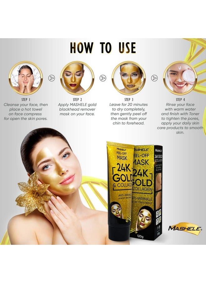 MASHELE 24K Gold Firming Peel Off Face Mask- Anti Aging, Lifting (1PC)