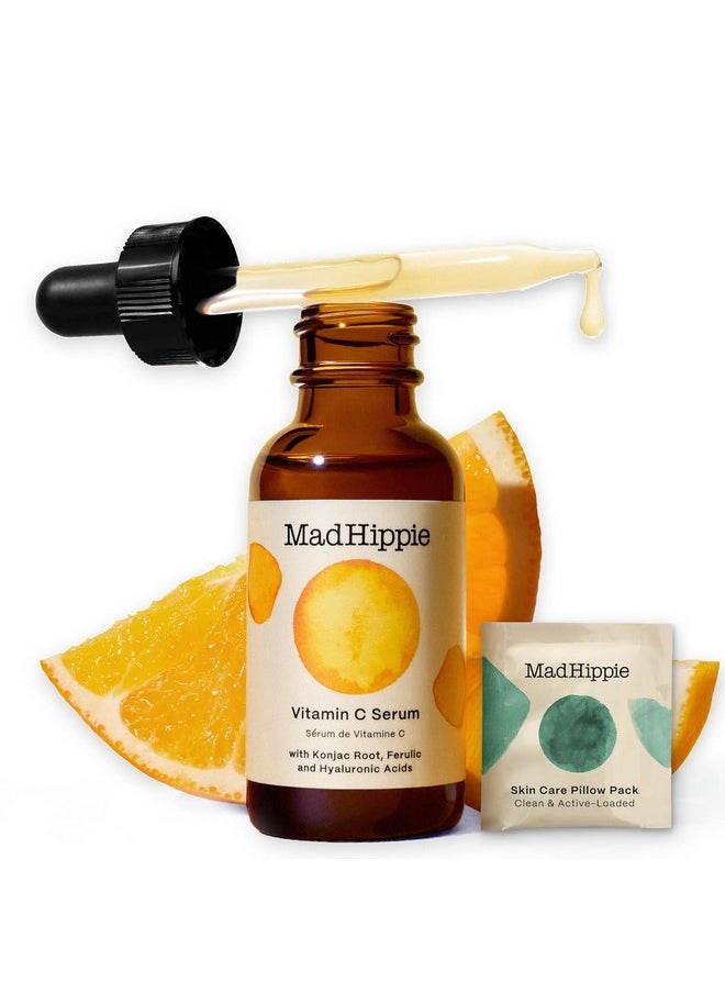 Mad Hippie Vitamin C Serum + Pillow Pack - Brightening Serum with Hyaluronic Acid, Ferulic Acid, Vitamin E