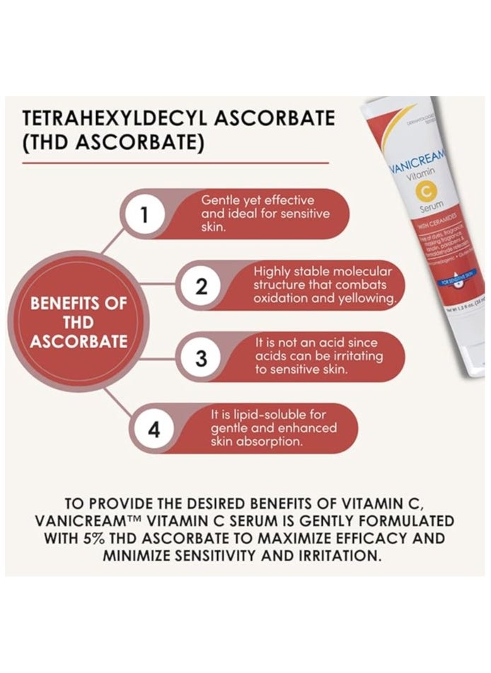 Vanicream Vitamin C Serum -Free of Dyes, Fragrance, Masking Fragrance, Lanolin, Parabens and Formaldehyde Releasers-For Sensitive Skin-1.25fl oz.(35 ml)