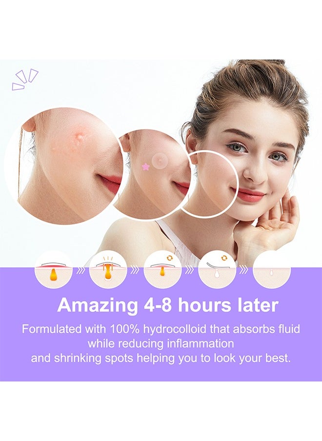 126 Pcs Star+ Round Acne Patches, Hydrocolloid + Tea Tree Oil Star Face Pimple Patches, Spot Cover Stickers Acne Healing Miracle Patches, Skin Spot Patch for Men and Women