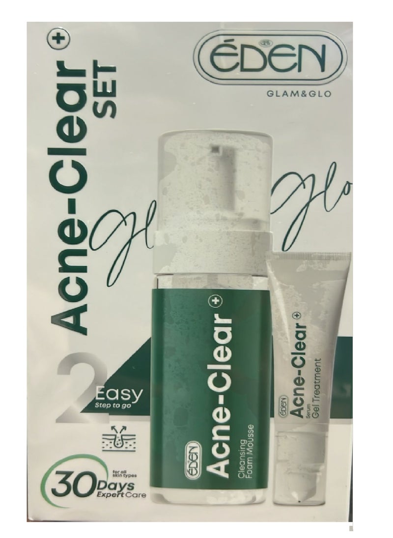 EDEN ACNE-CLEAR GLO FOAM MOUSSE+GEL SET