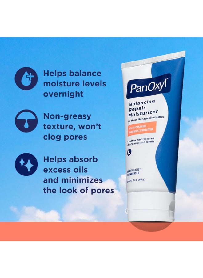 Pm Balancing Repair Moisturizer With Niacinamide, Ceramides And Cica, Hydrating Face Moisturizer, Acne Prone Skin And Dry Skin, Non-Comedogenic Night Face Moisturizer 85grams