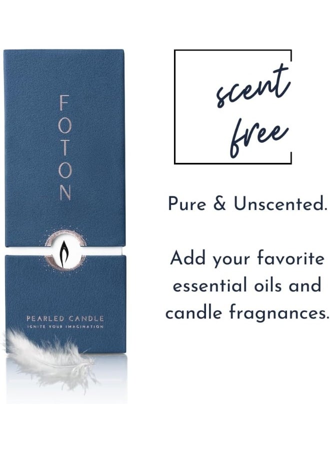 Foton Pearled Candle 18 Oz - Unscented Non Toxic Luxury Long Lasting Powder Candles - Lasts up to 120 Hours - Refillable Candle Sand with 30 Wicks for Candle Making