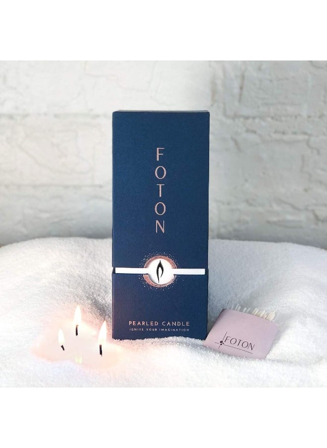 Foton Pearled Candle 18 Oz - Unscented Non Toxic Luxury Long Lasting Powder Candles - Lasts up to 120 Hours - Refillable Candle Sand with 30 Wicks for Candle Making