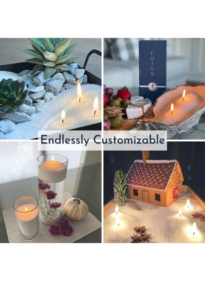 Foton Pearled Candle 18 Oz - Unscented Non Toxic Luxury Long Lasting Powder Candles - Lasts up to 120 Hours - Refillable Candle Sand with 30 Wicks for Candle Making